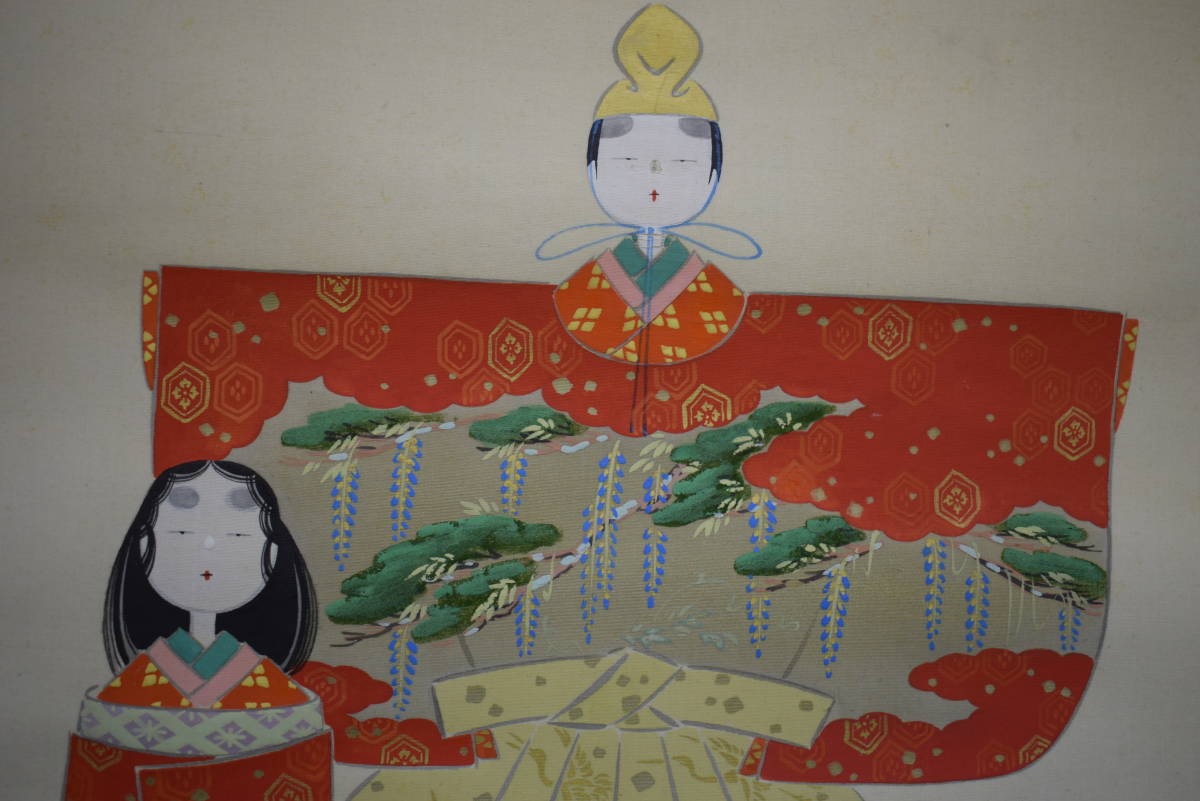 不詳】//作者不詳/立雛図/桃の節句/布袋屋掛軸HJ-542