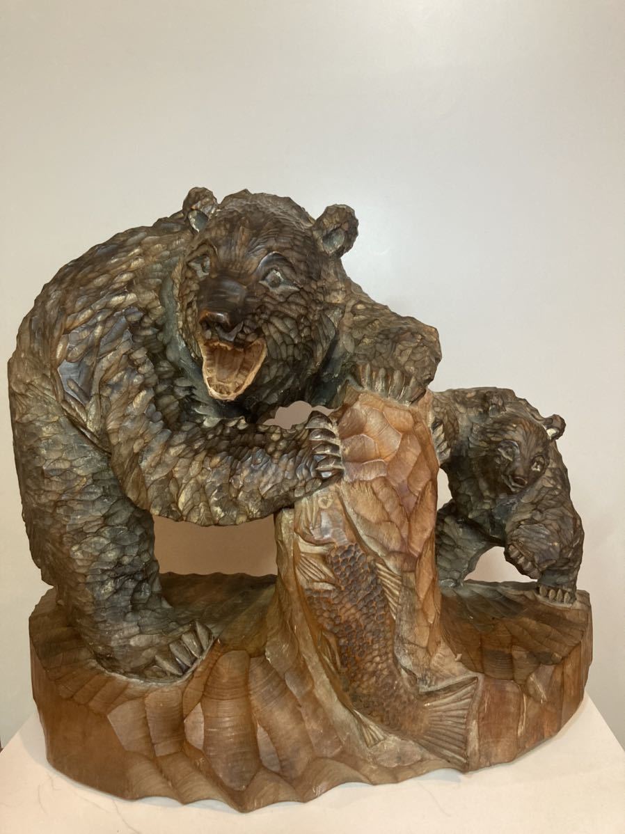 Yahoo!オークション - 川村エベレ 木彫り熊 木彫熊 1968年作 親子