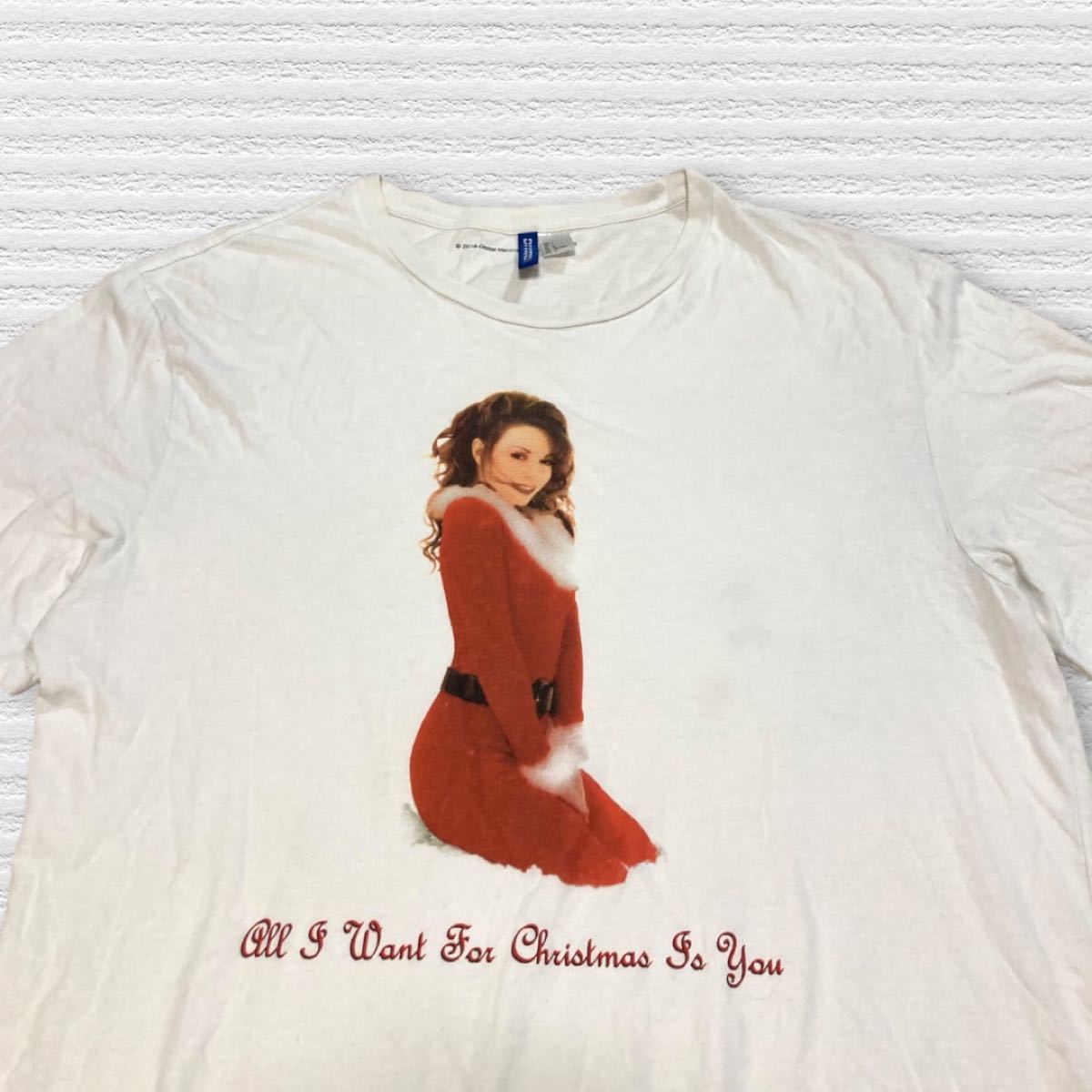 L)H&M マライアキャリー サンタ プリント Tシャツ 古着 完売品｜Yahoo