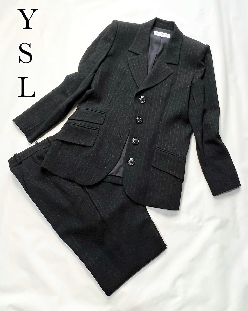 美品】YSL イヴサンローラン ラメ糸ストライプ セットアップ パンツ