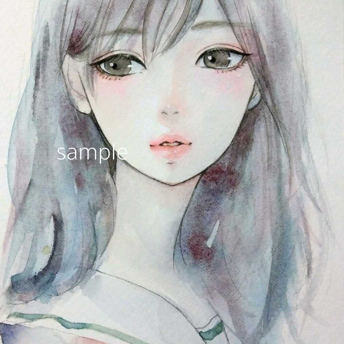 Yahoo!オークション - 絵画 肉筆原画 水彩画 手描きイラスト 美人画 美
