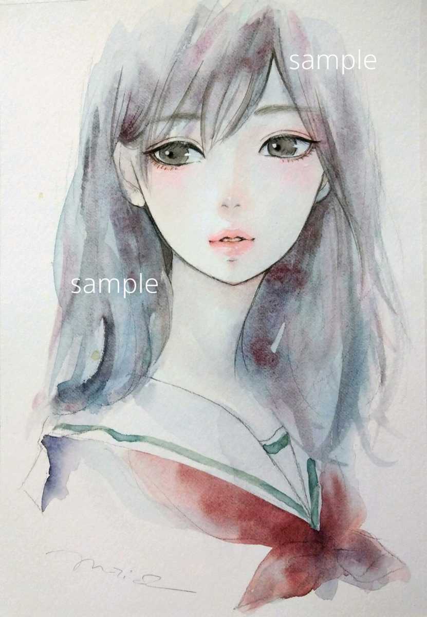 Yahoo!オークション - 絵画 肉筆原画 水彩画 手描きイラスト 美人画 美