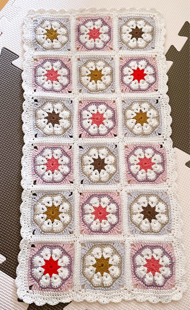 マルチカバー アフリカンフラワーモチーフ ハンドメイド｜Yahoo!フリマ