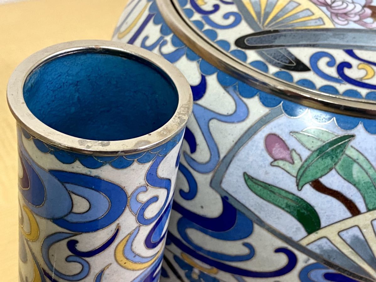 Yahoo!オークション - Ta936 黄 井仁 造 唐物七宝 扇面 皆具（建水 水