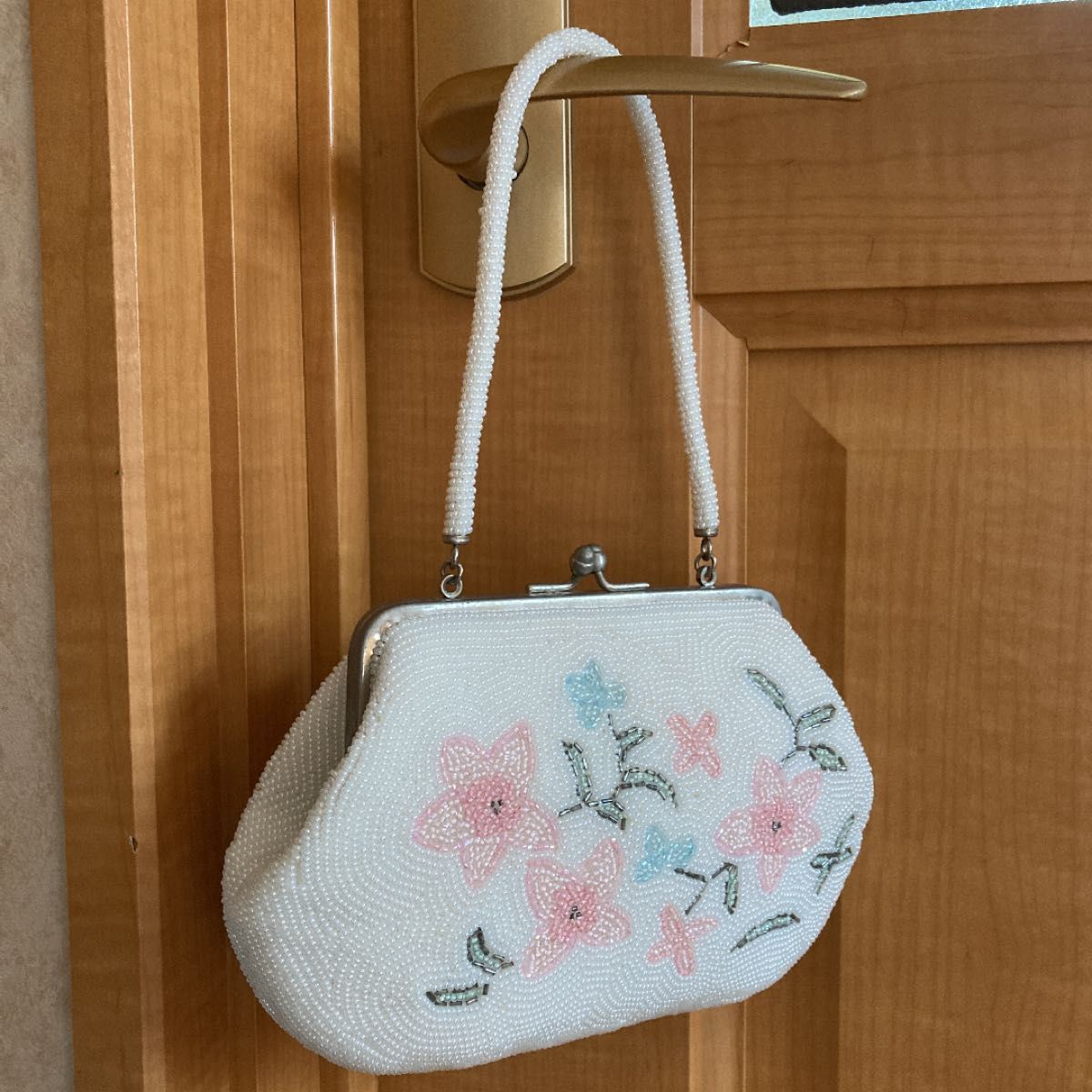 和装 総ビーズバッグ ホワイト アンティーク 昭和レトロ｜Yahoo!フリマ