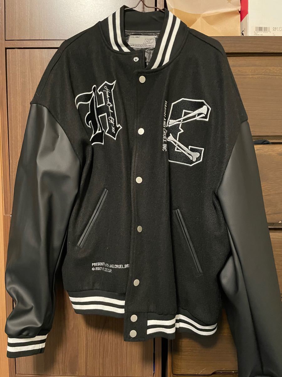 HAC スタジャン スケルトンロゴ レザー ベースボールジャケット XL