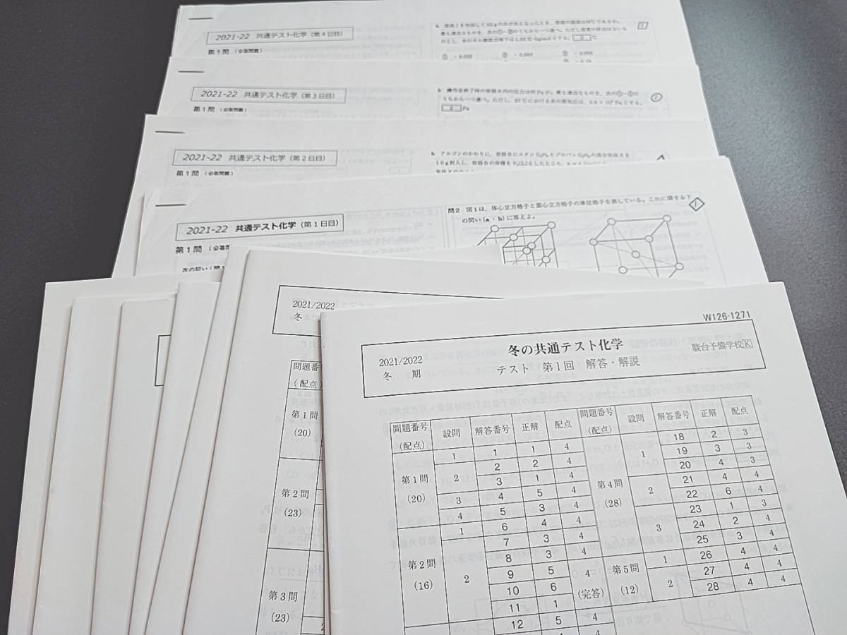 駿台 最新版 21年度冬期 山下先生 冬の共通テスト化学 講義プリント