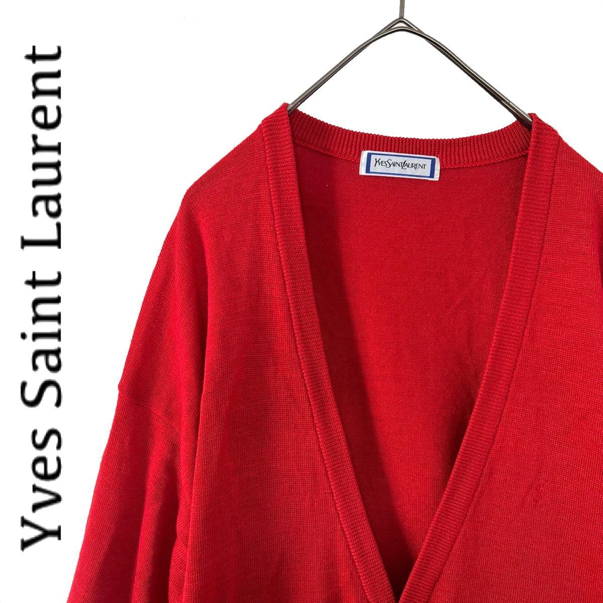 Yves Saint Laurent イブサンローラン ニット カーディガン M 赤