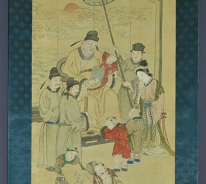 真作/水石/観音画賛/絹表装/布袋屋掛軸HC-815 真作/水石/観音画賛/絹