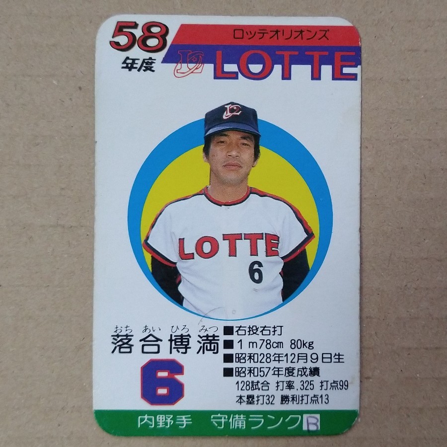 タカラ プロ野球カードゲーム 58年度版 ロッテオリオンズ 落合博満