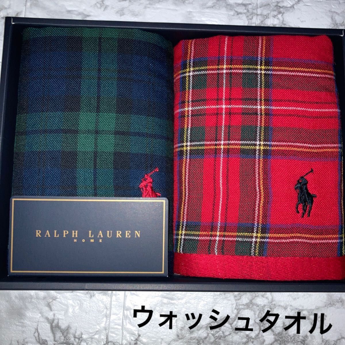 ラルフローレンウォッシュタオル2枚セット 綿100％タータンチェック