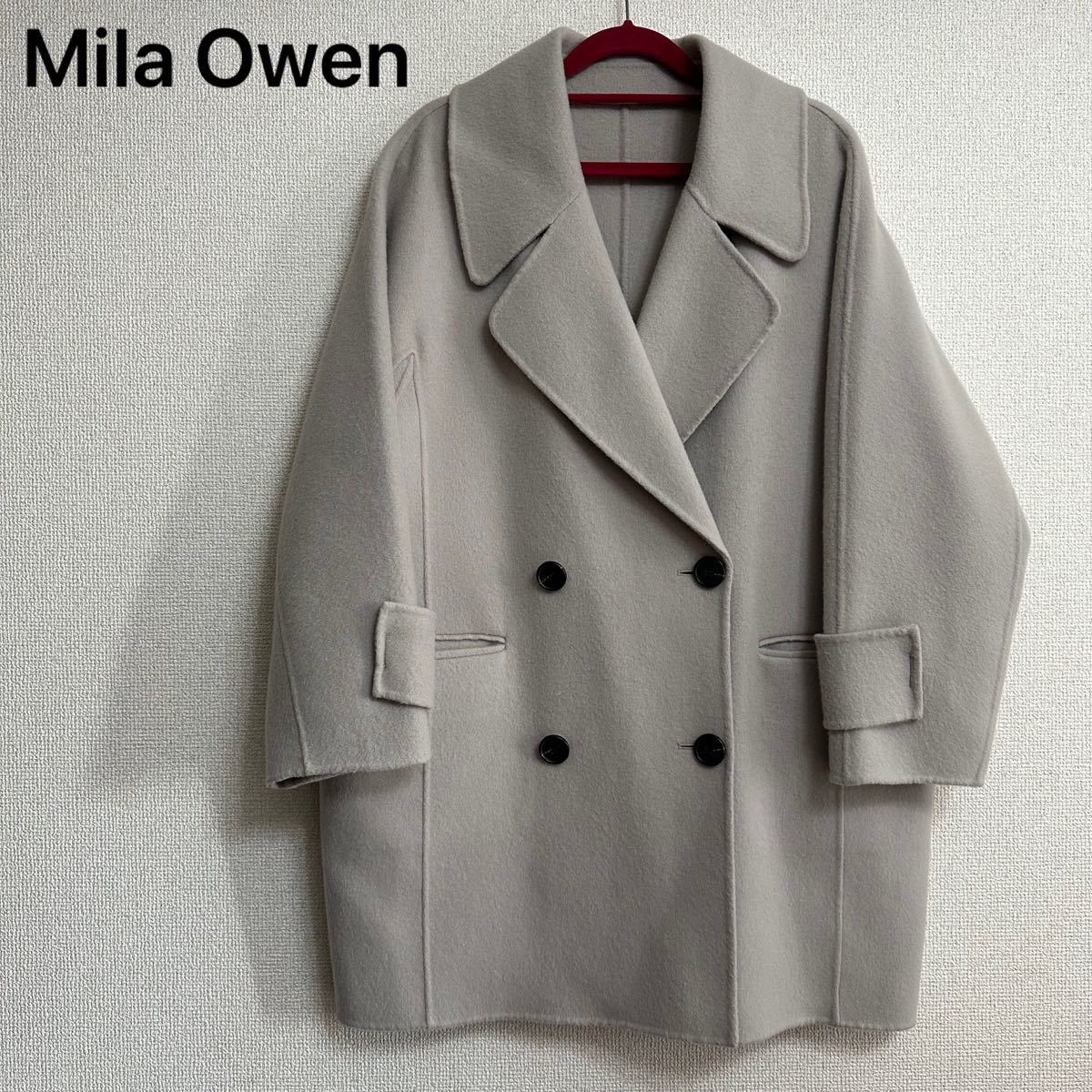 Mila Owen ミラオーウェン フラップポケット ハーフ丈コクーン接結