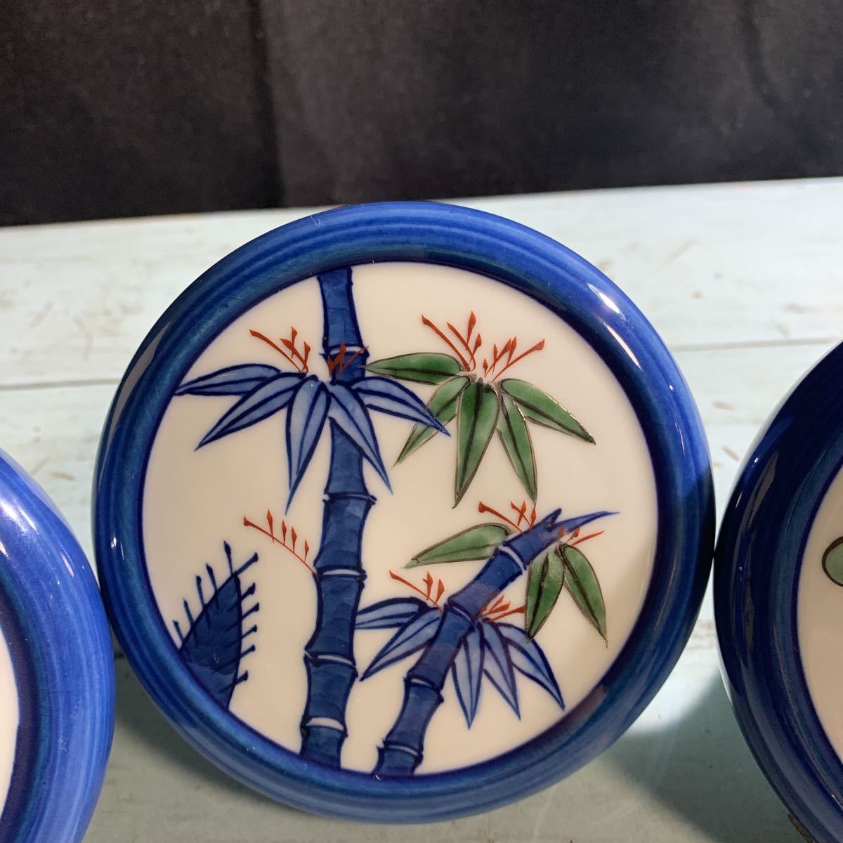 6074）源右衛門 松竹梅 陶器 陶製取手 ドアノブ コート掛け 有田焼