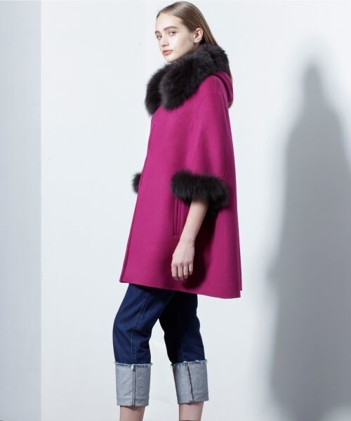 グレースコンチネンタルDiagram フォックスファー付ポンチョコート