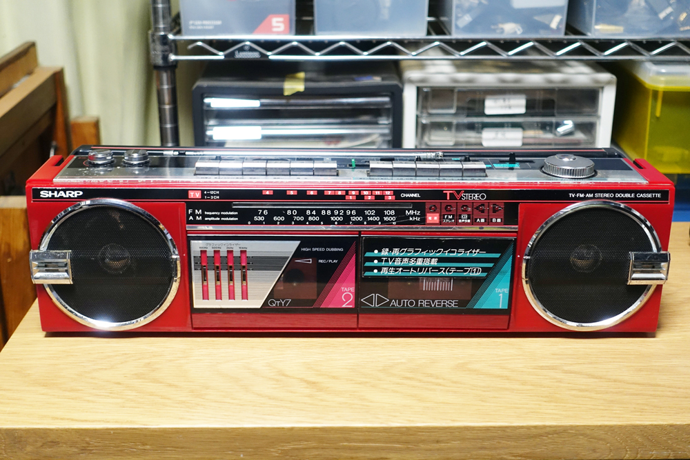 Yahoo!オークション - SHARP シャープ ダブルラジカセ QTY7 赤 昭和レ