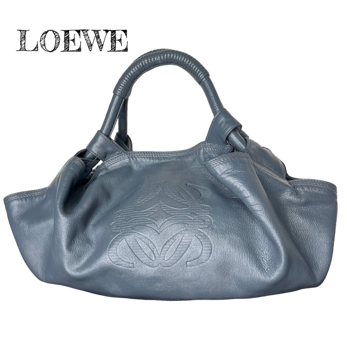 美品 『LOEWE ロエベ ナッパアイレ ハンドバッグ』 グレー 本革レザー