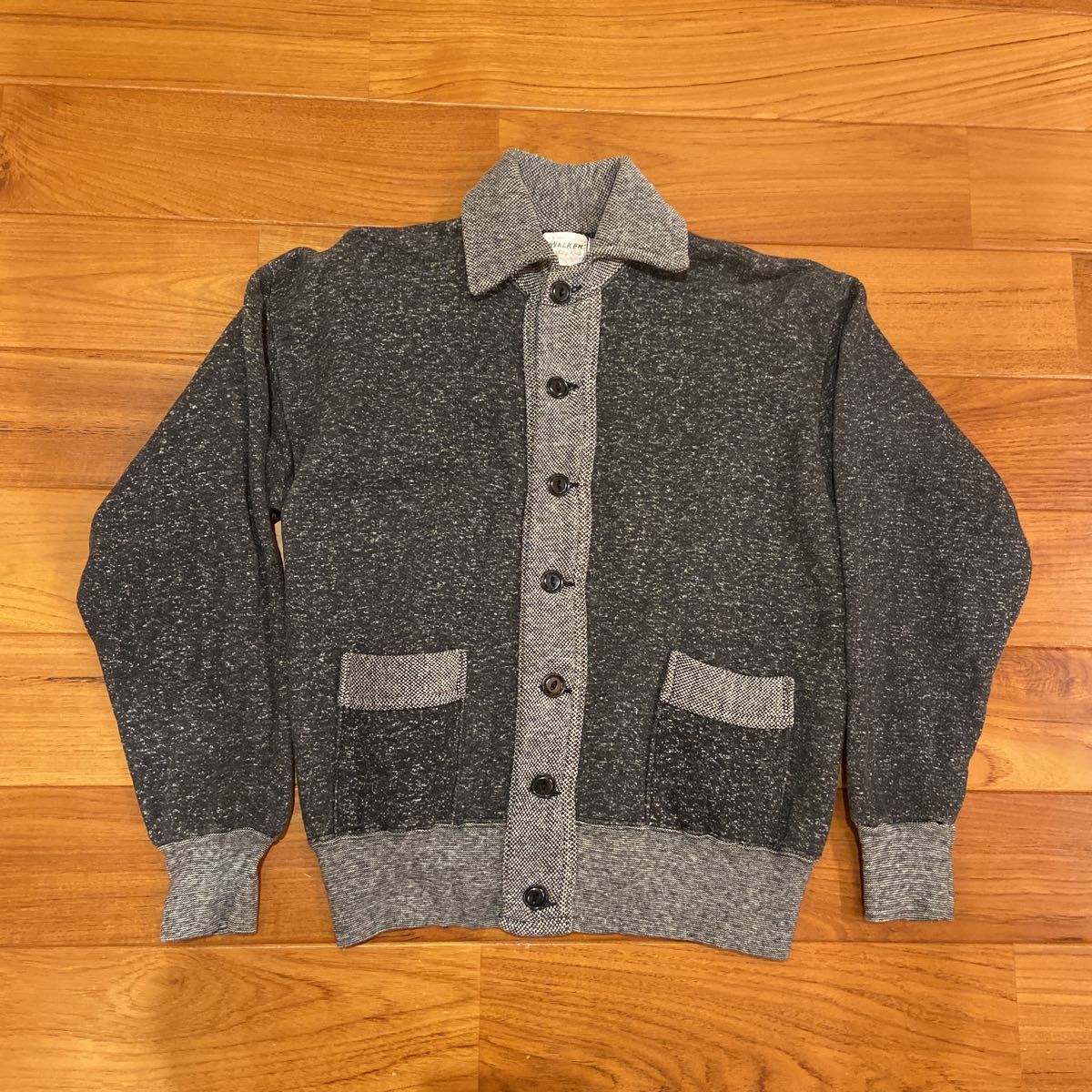 レア 美品 40s50s WALKER 襟付き ごま塩スウェットカーディガン