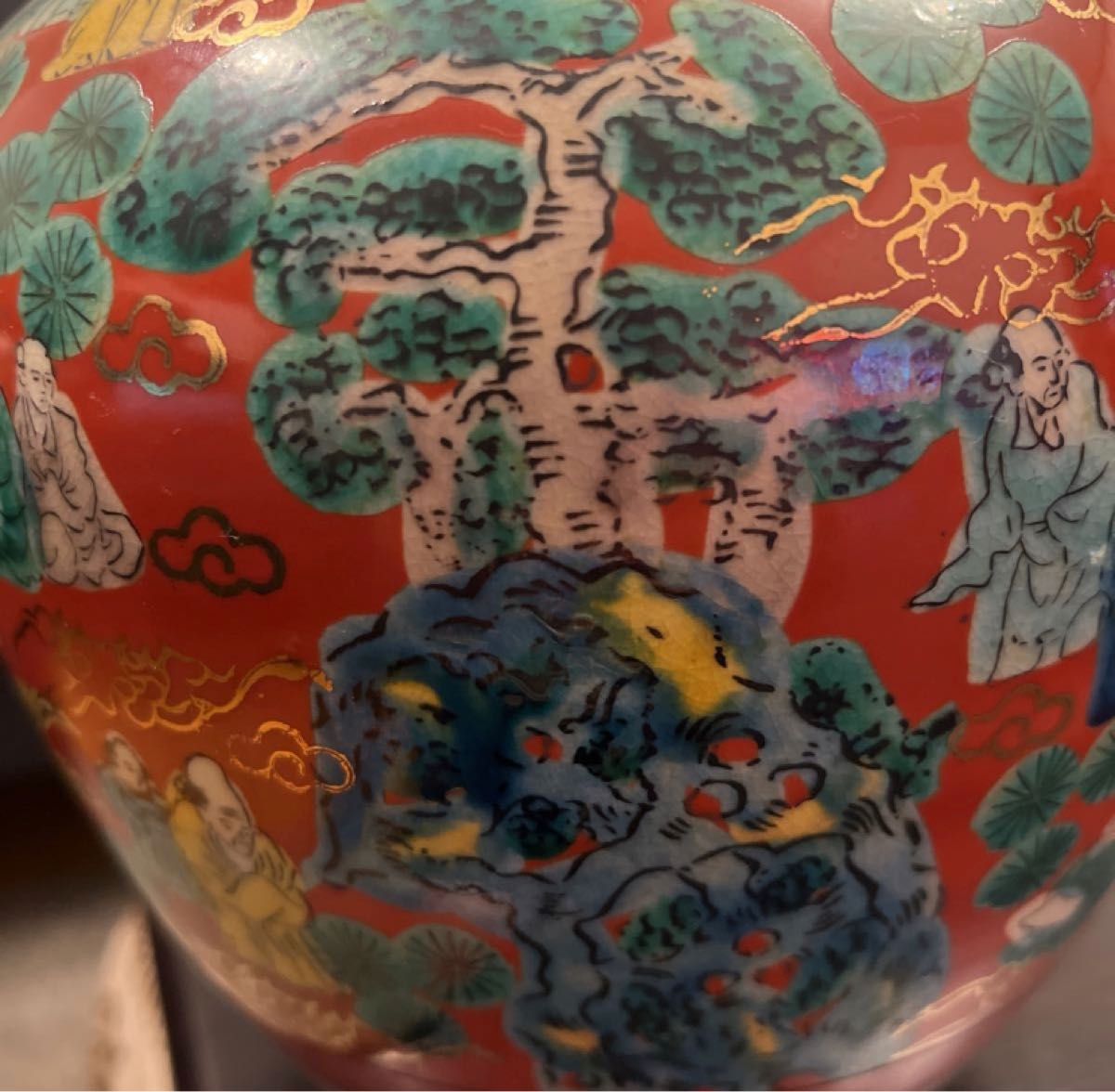 本日特別価格 H072 時代和陶 『青木木米』作 赤絵人物図 九谷焼 古作