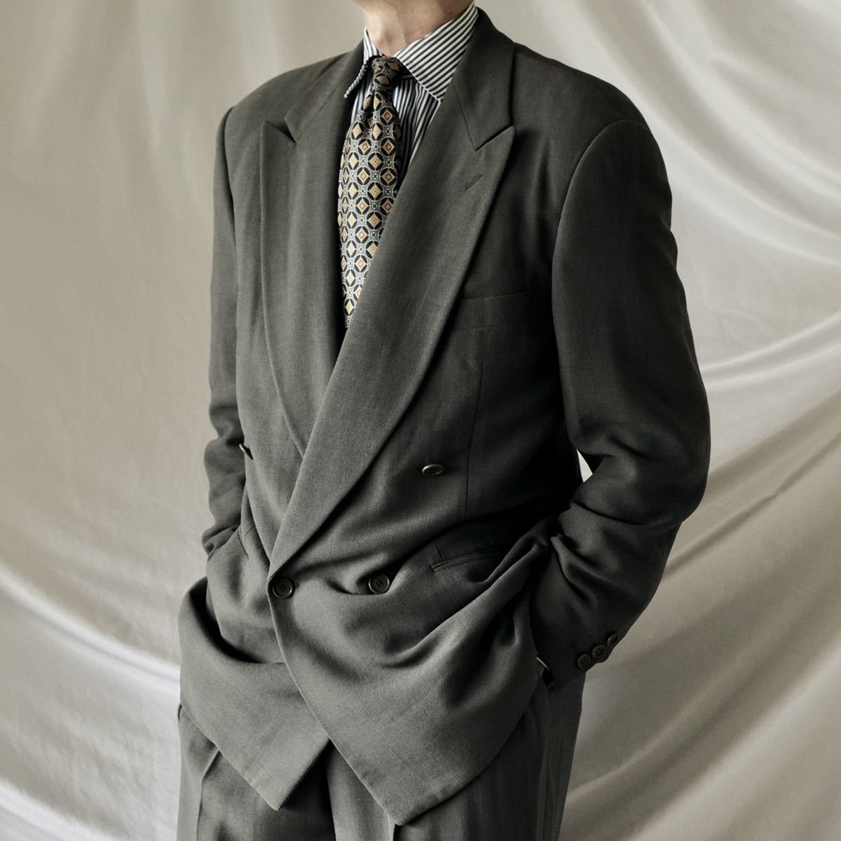 GIORGIO ARMANI ジョルジオアルマーニ ダブルスーツ グレー48｜Yahoo