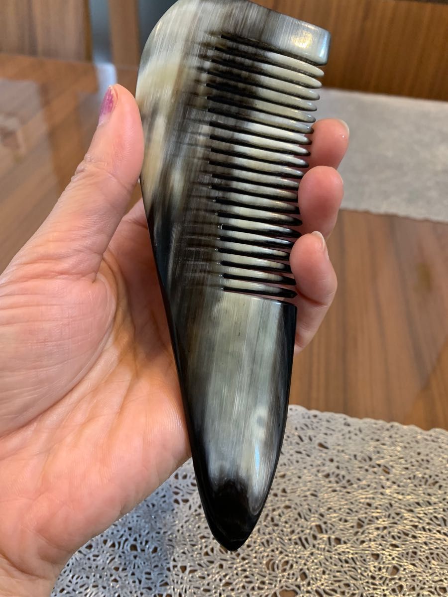 F-100 天然水牛角 頭皮マッサージ櫛くし かっさプレート両用 老廃物