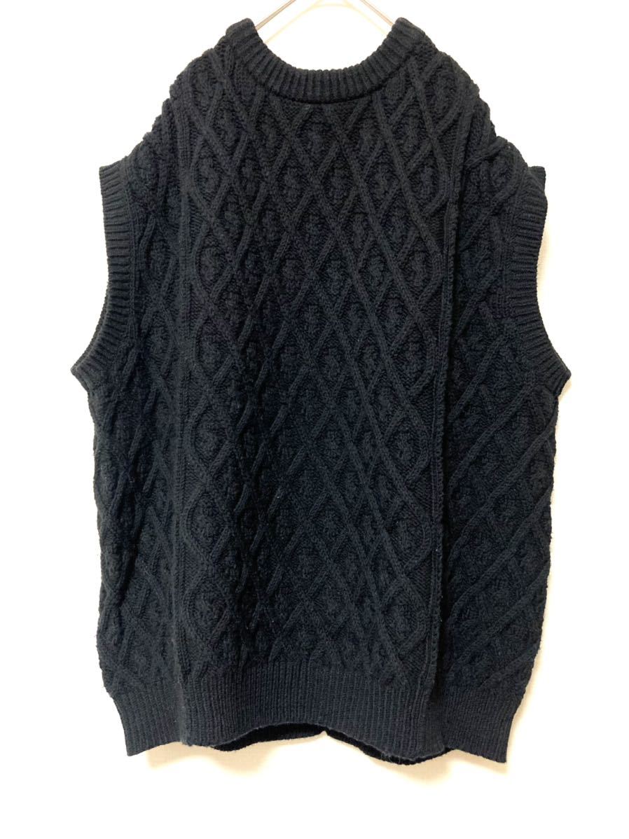 オーラリー AURALEE ケーブル ニット ベスト セーター アラン編み 黒