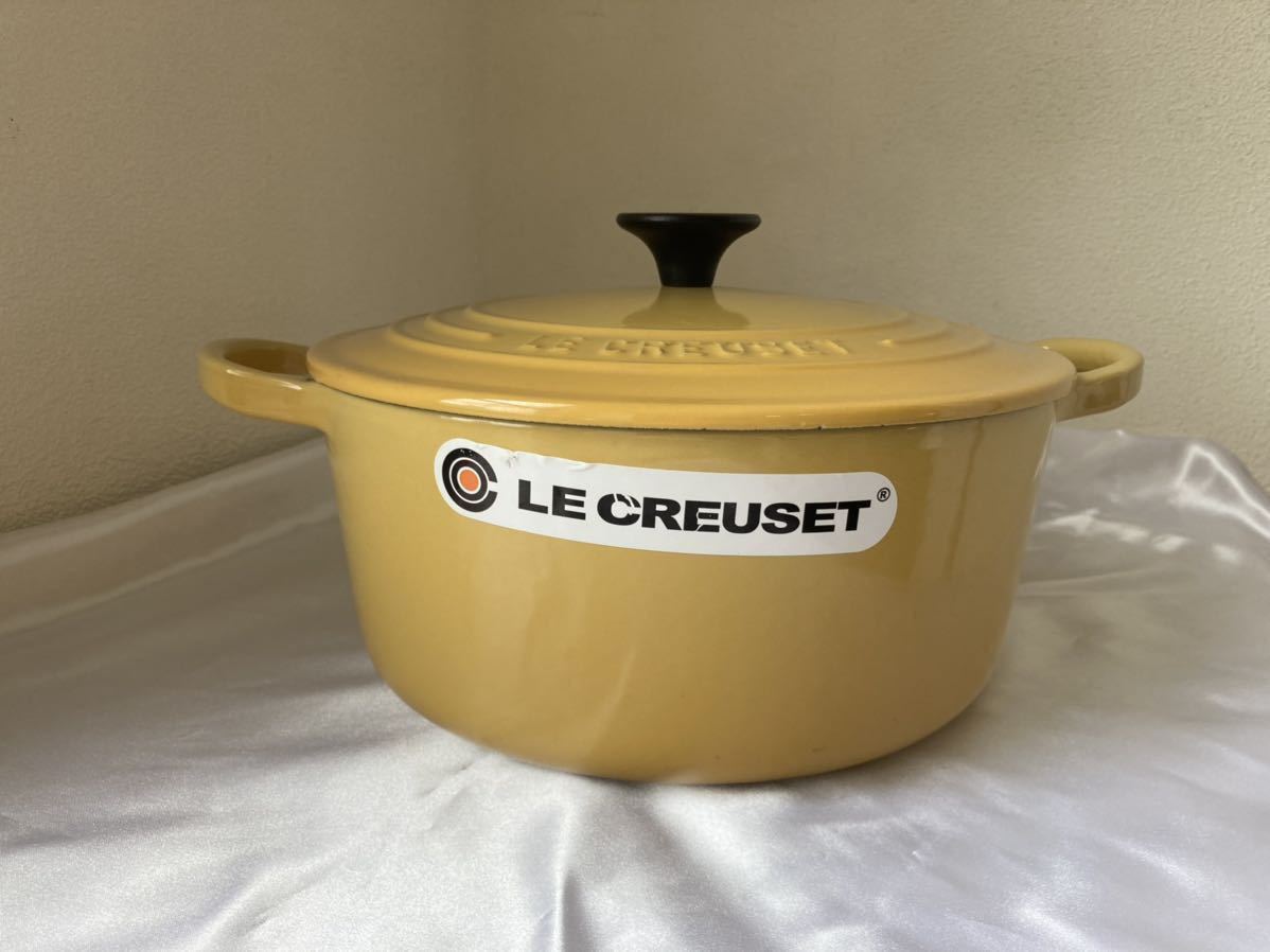 ル・クルーゼ LE CREUSET ココットロンド ホーロー 両手鍋 黄色 中古