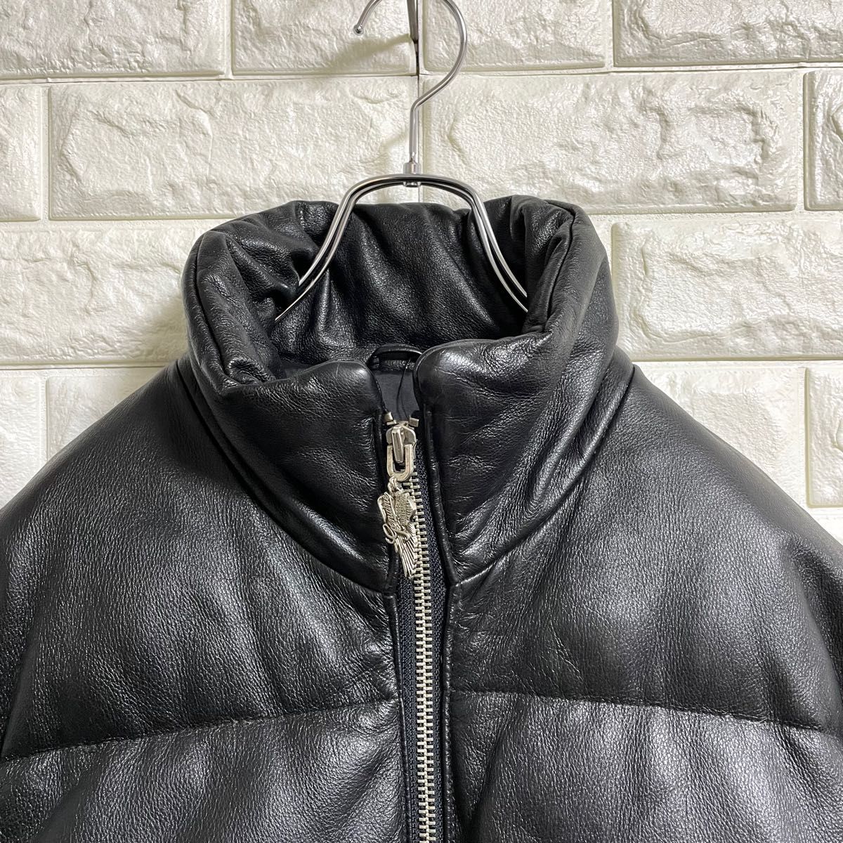 ハーレーダビッドソン レザーダウンジャケット 牛革 メンズLサイズ