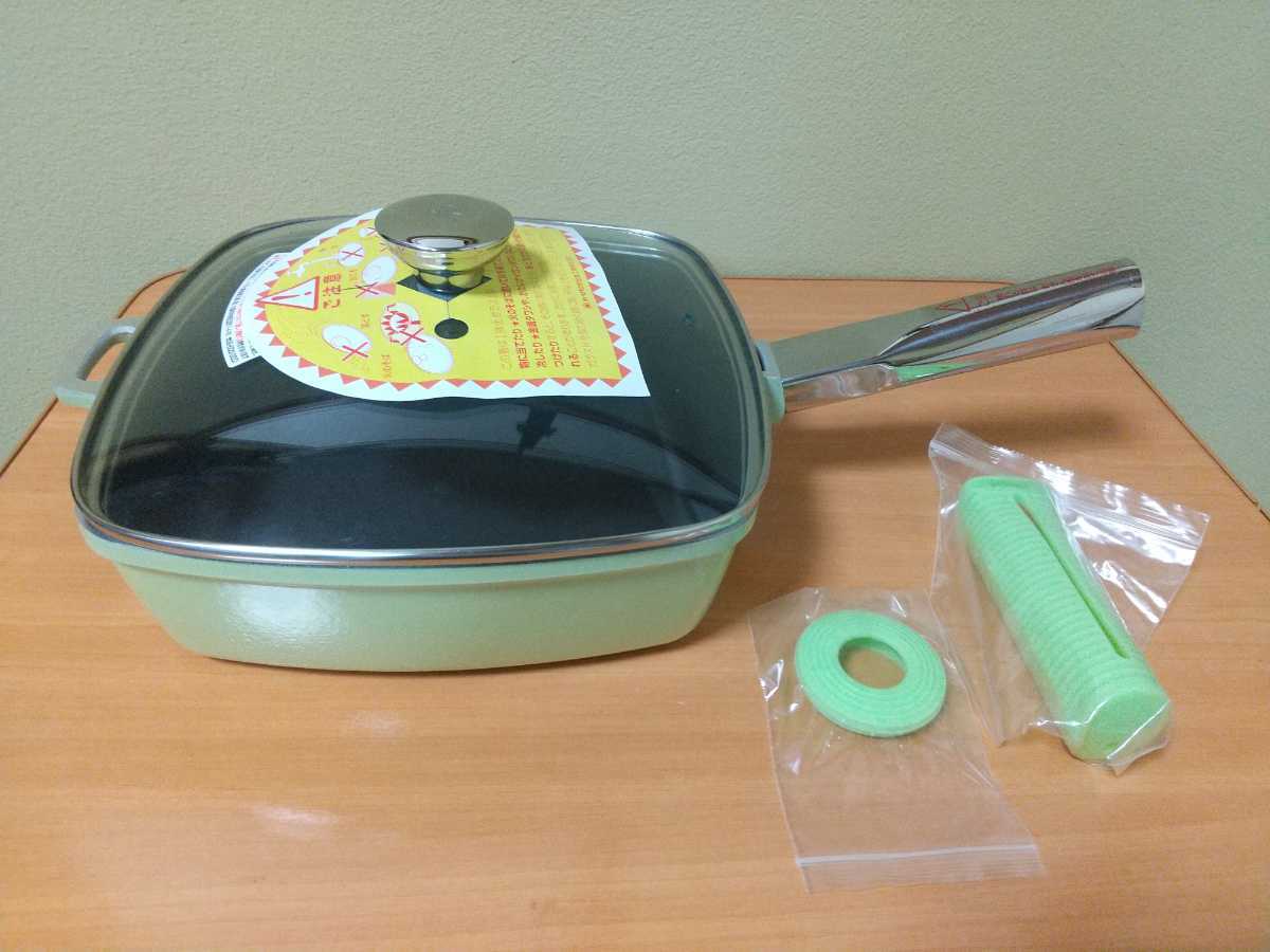 未使用 アサヒ軽金属 ローストパン Lサイズ (25cm) ライムグリーン