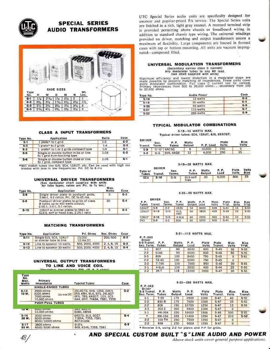 Yahoo!オークション - ラスト1ペア美品UTC S-14 Output transformer WE