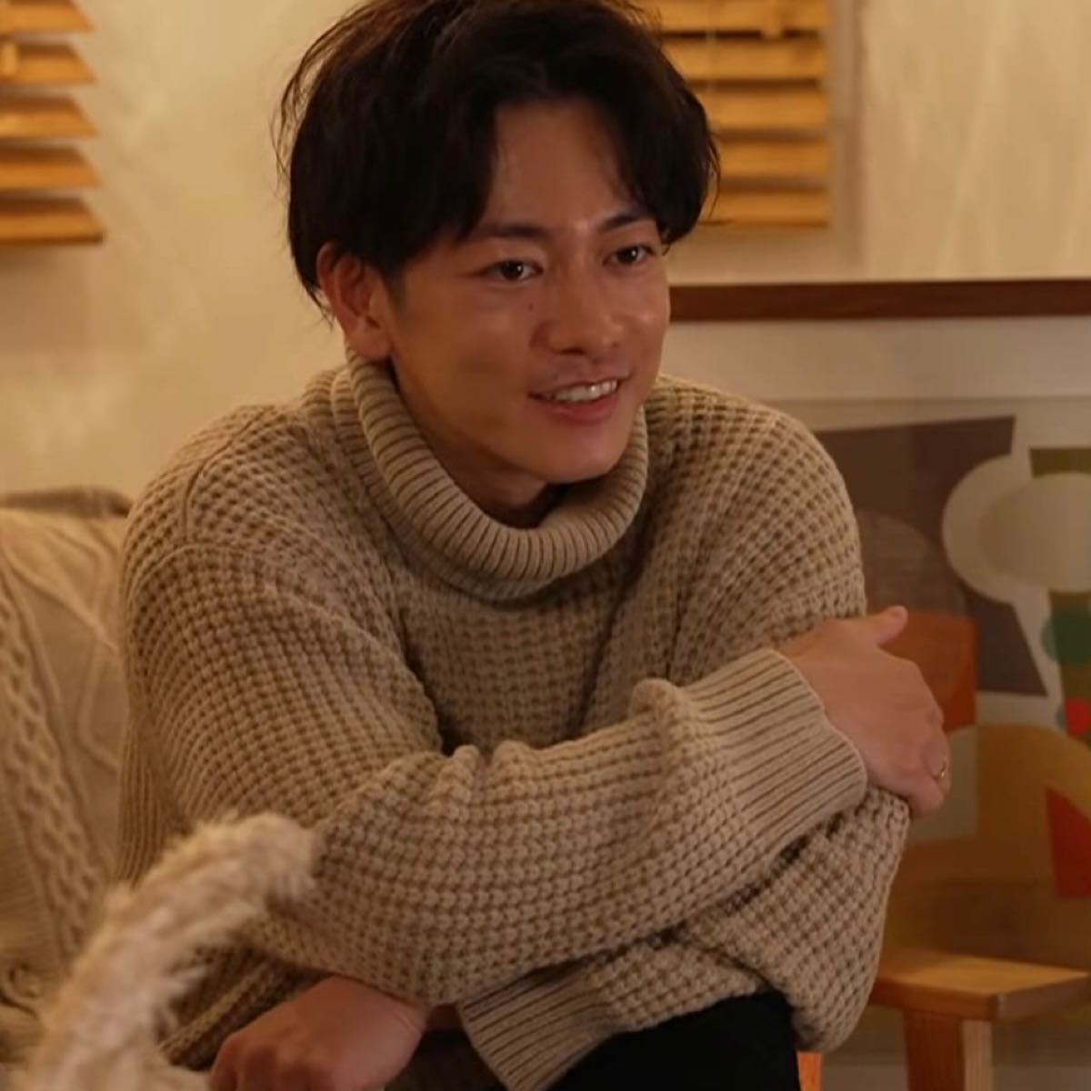 新品 佐藤健 ABYTS タートルネックワッフルニット ベージュ 1サイズ