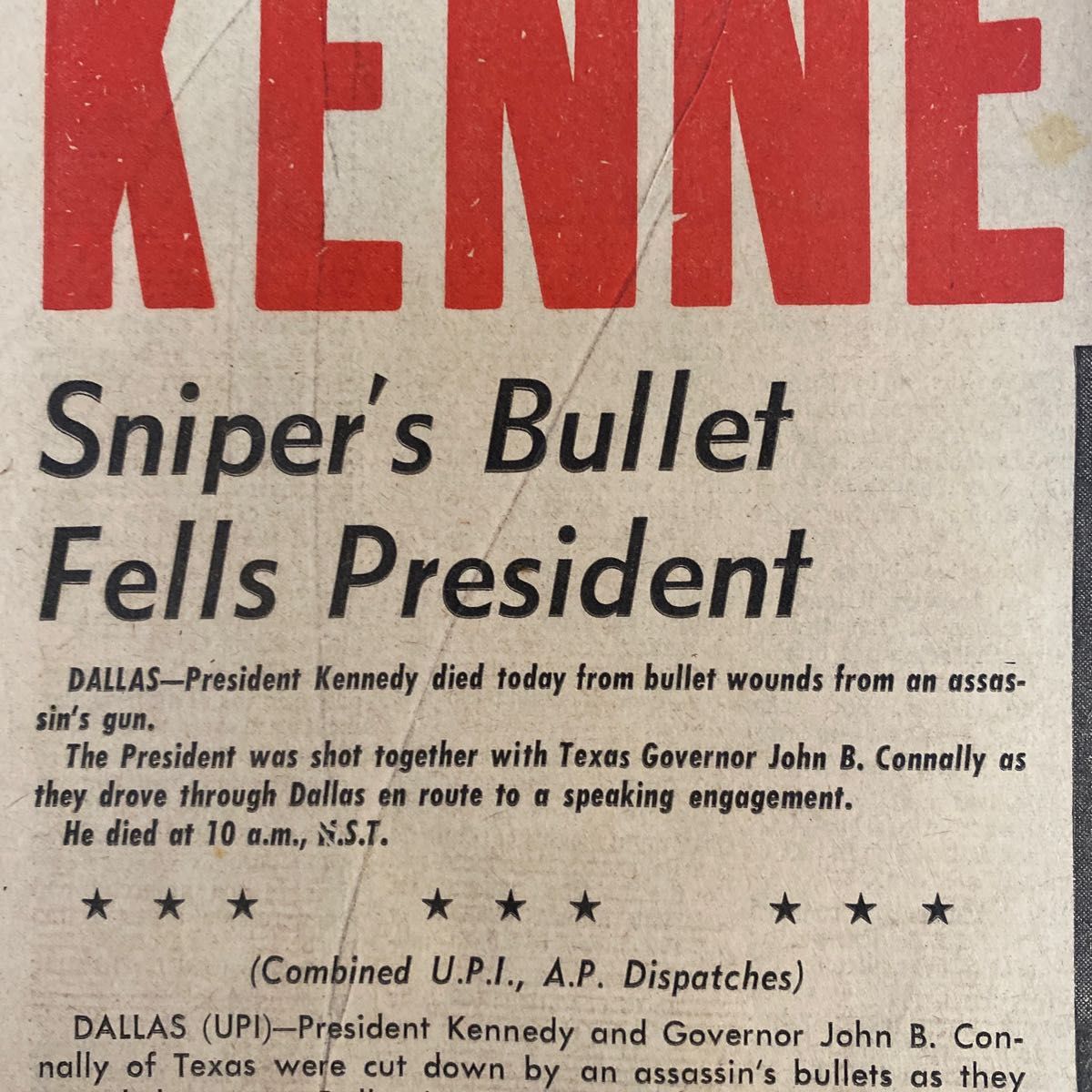 歴史的価値】JFK ジョン・F・ケネディ大統領暗殺時の米国ハワイの新聞