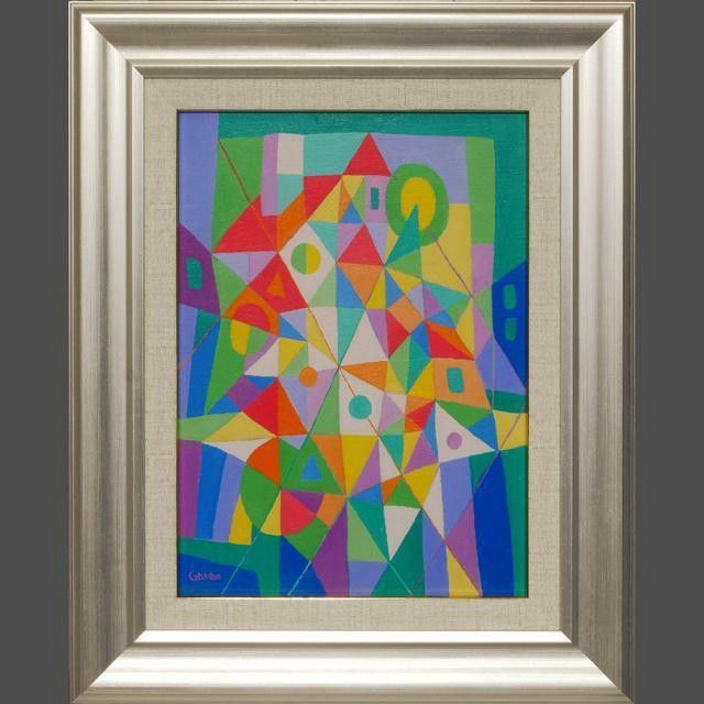 純プラチナ日本画岩絵具使用 太陽と銀の富士山 がんどうあつし絵画白