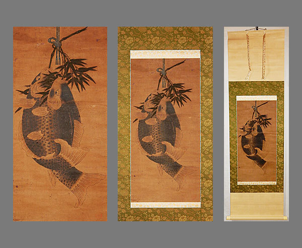 富田渓仙 絹本着色【秋景紅葉乃瀧】 渓仙自題箱 二重箱肉筆画 真作保証