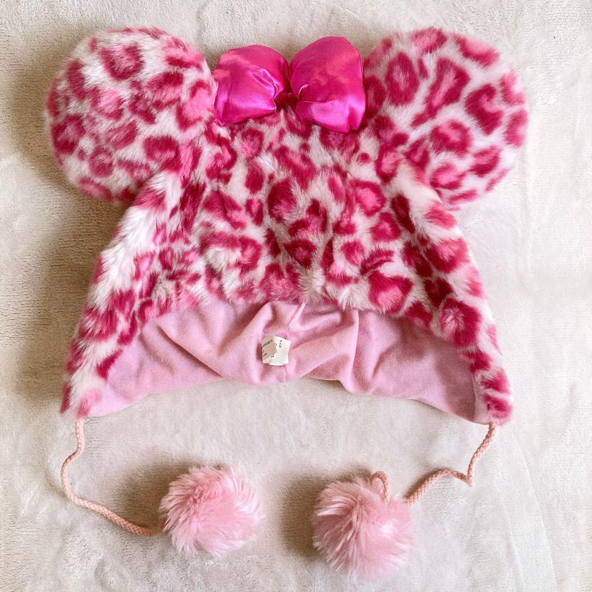 ディズニー ミニー ヒョウ柄 ファンキャップ マフラーキャップ ピンク