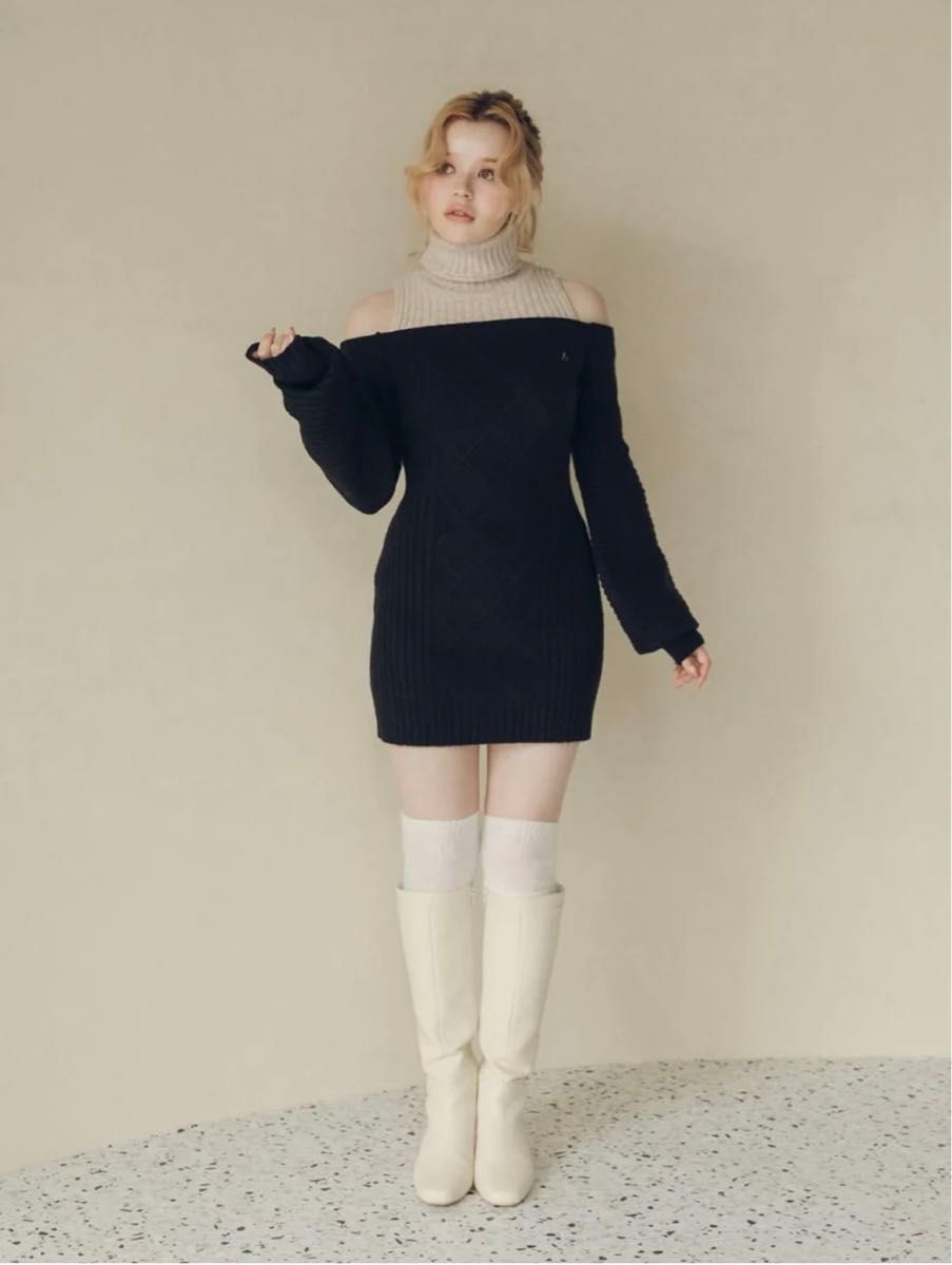 andmary Karen knit set mini dress アンドマリー ベージュ｜Yahoo