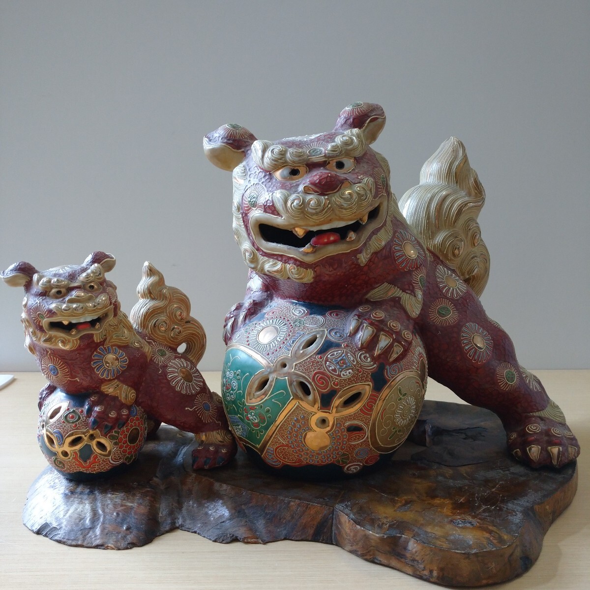 九谷焼】色彩豊かな獅子像 置物 陶器製 獅子像 7体セット 九谷焼 藤木