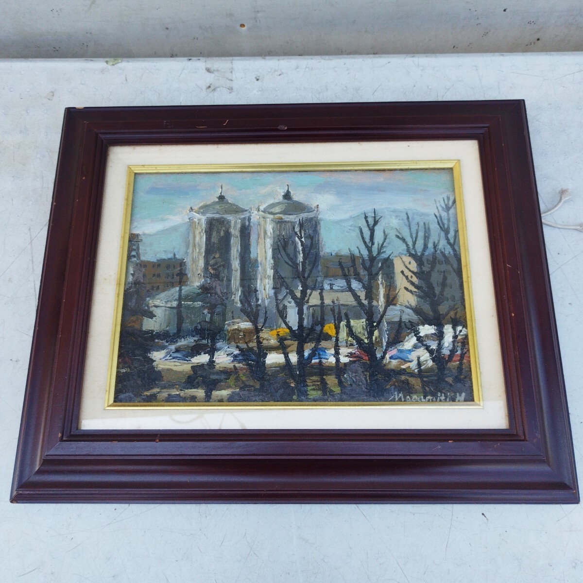 絵画 油絵 作者不詳 肉筆油絵 風景画 散歩道 F6 絵画 油絵 作者不詳