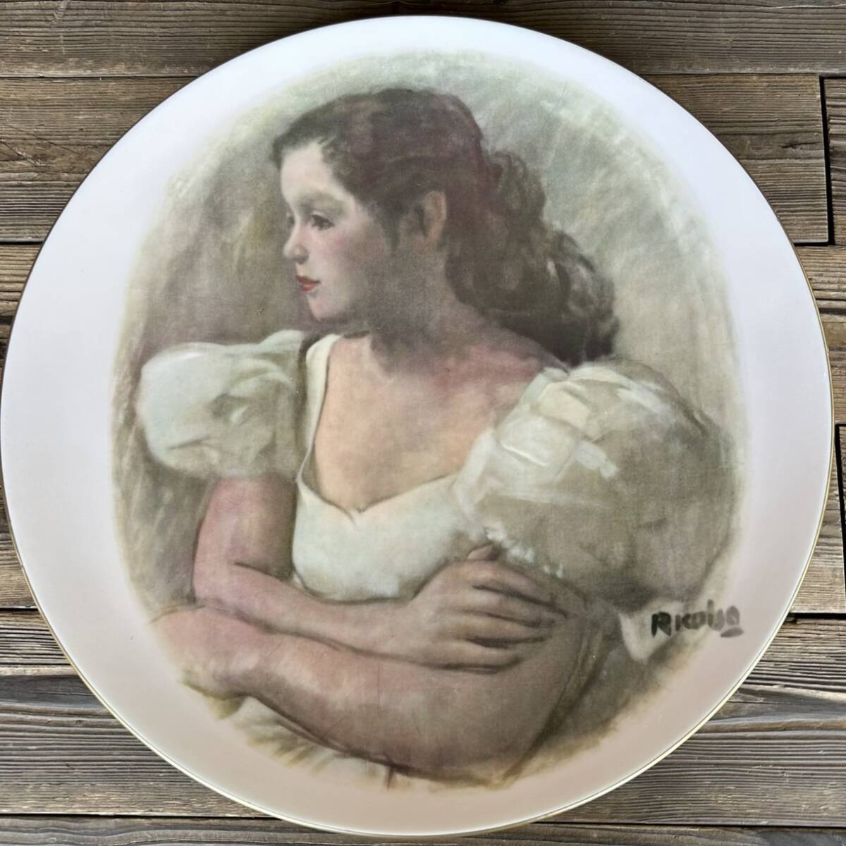 初荷 小磯良平 飾り皿 美人画 女性画 陶器 人物 婦人 Narumi SN21 初荷