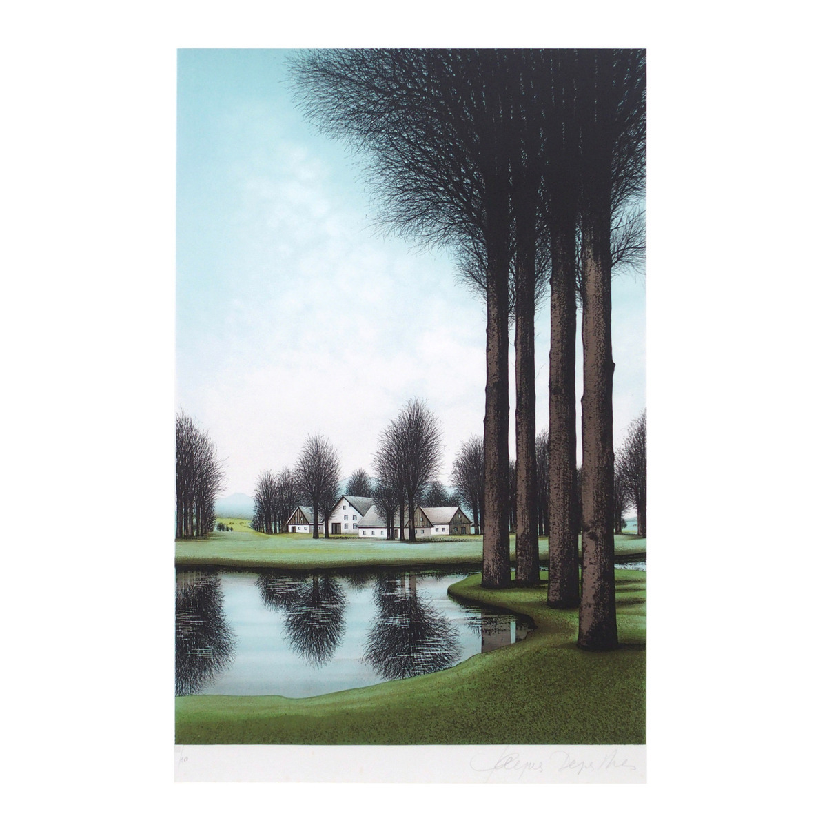 真作ジャック・デペルト「ゴルフ場」リトグラフ 直筆サイン入 150部