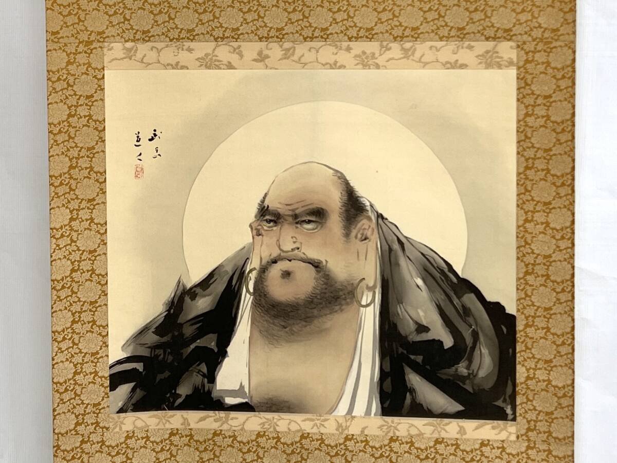 真作】掛軸 達磨祖師 力強く描かれた禅の祖師像 共箱入 T135 真作