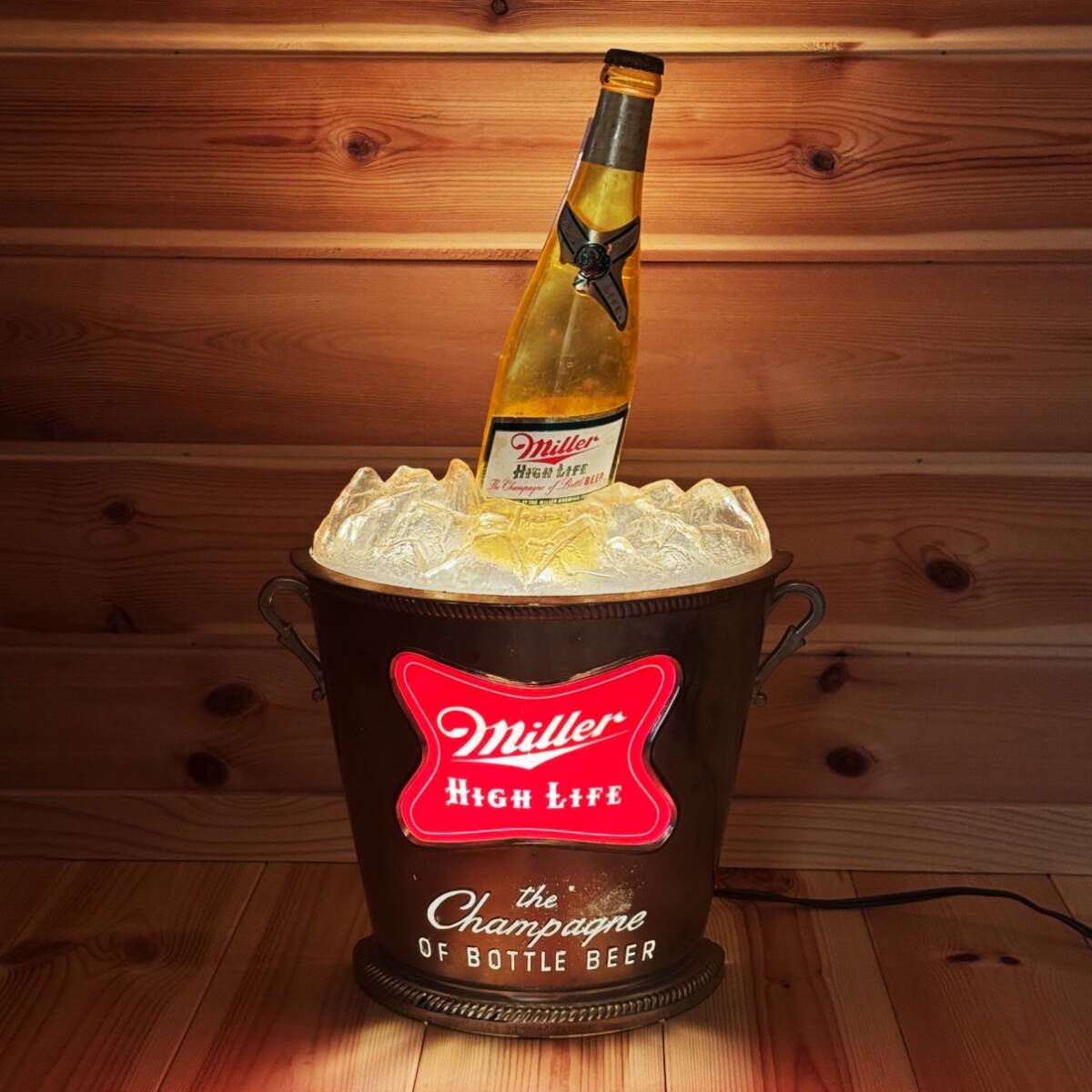 米国ミラービール Miller beerエナメル七宝＊鏡面フラットトップ 米国