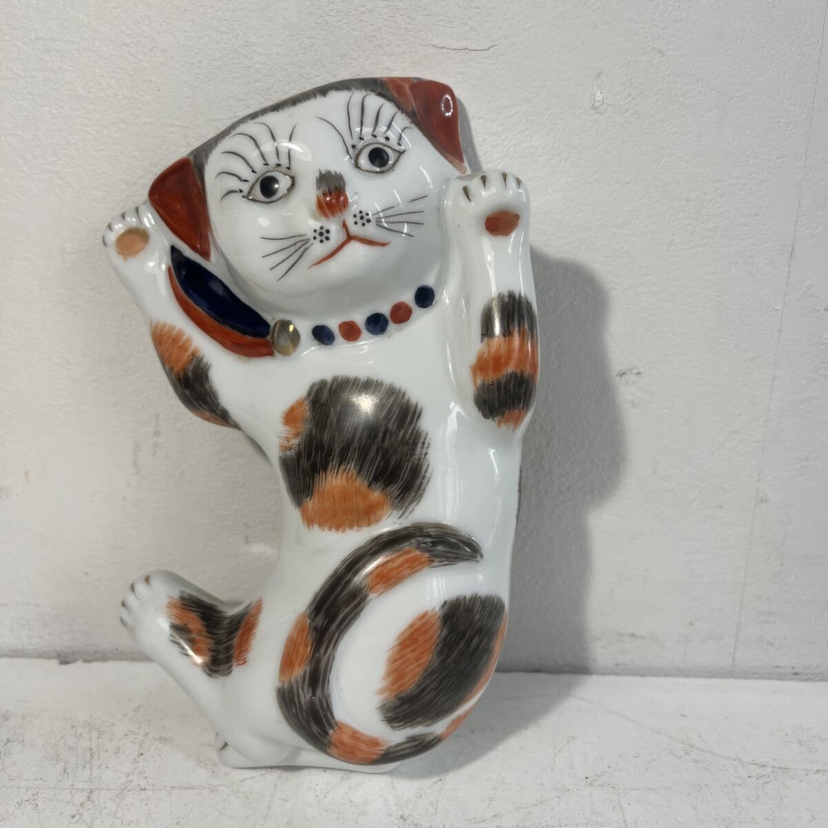 古伊万里 色絵金彩 招き猫 ／ H.285cm 幕末〜明治期 】九谷ねこ 縁起物