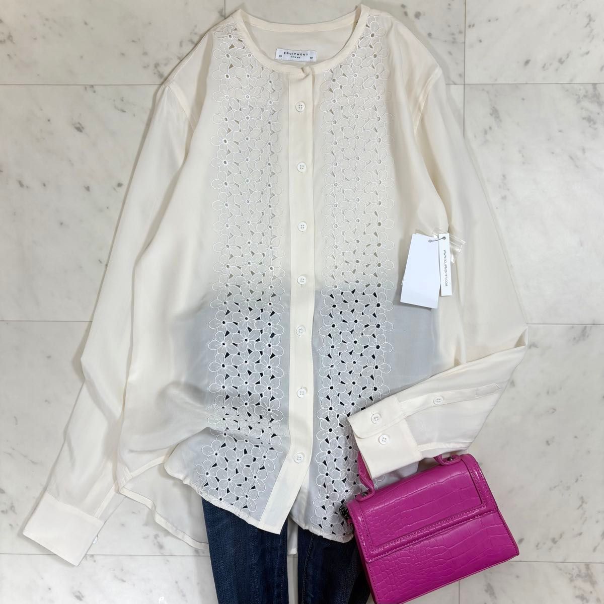 unminou アンミヌ フラワーレースカラーブラウス 長袖 ブラウス｜Yahoo