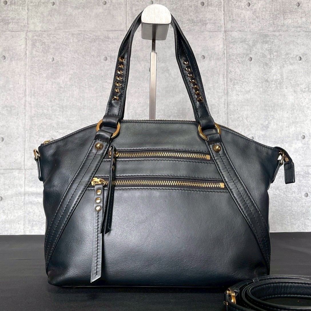 WAKO ワコウ 銀座 和光 定価12万 極上 カーフレザー ゴールド金具 黒