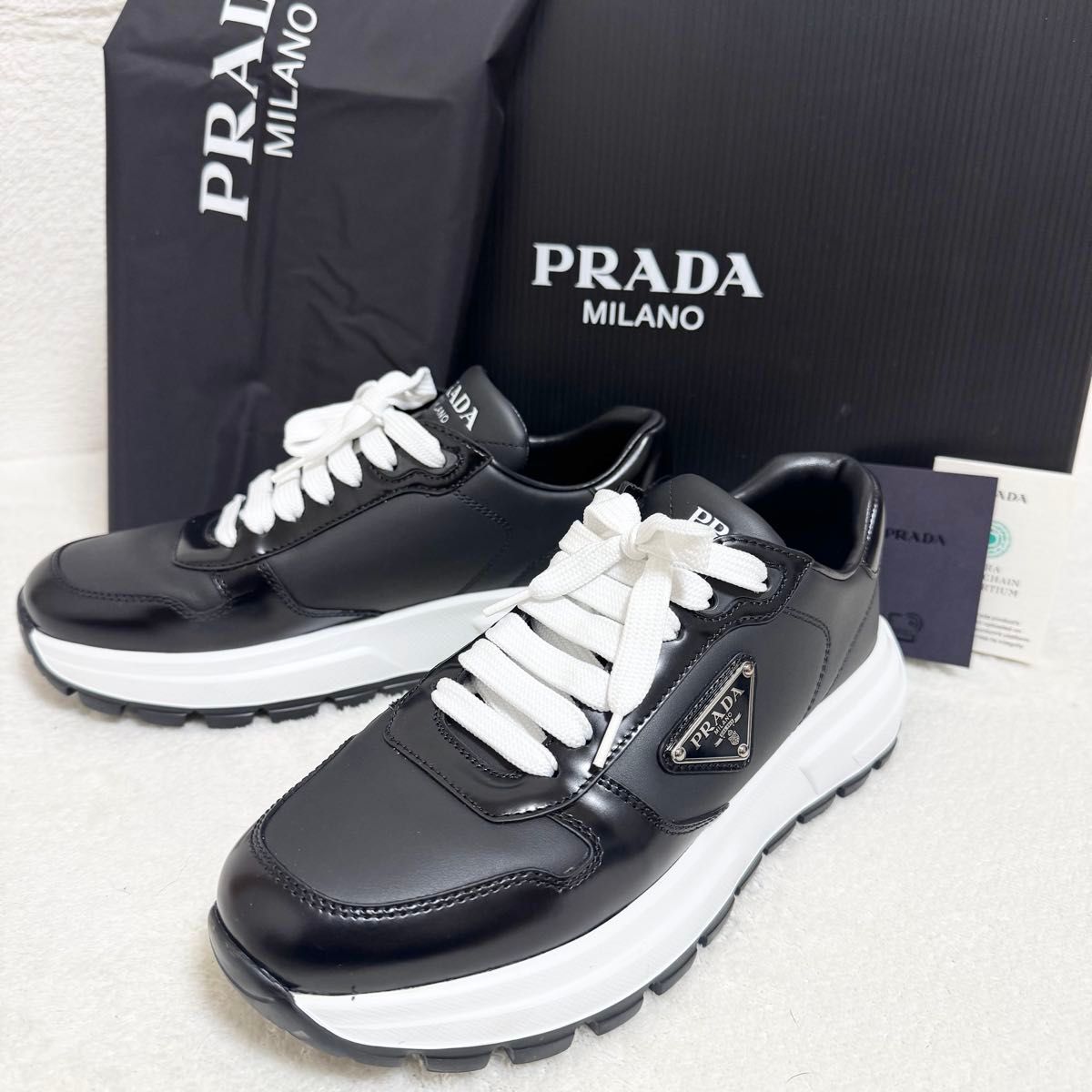 PRADA プラダ レディース 36 23-23 5cmレインブーツ 長靴 ブラック