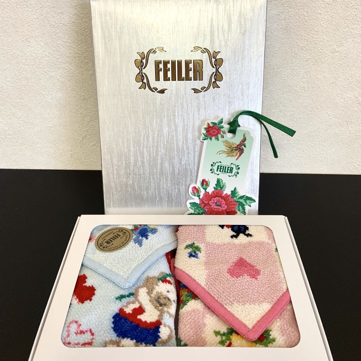 フェイラー FEILER 和光 WAKO TREE グリーン ハンカチ 1枚 ケース有