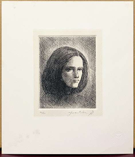 特別出品】船越保武「女の顔」真筆デッサン 直筆サイン 絵画 彫刻 美人