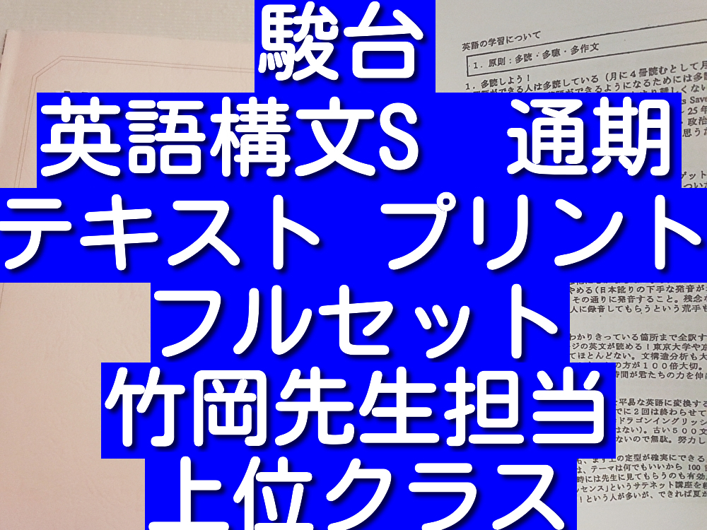 駿台 竹岡広信先生 英語構文S プリントフルセット カラー板書 上位