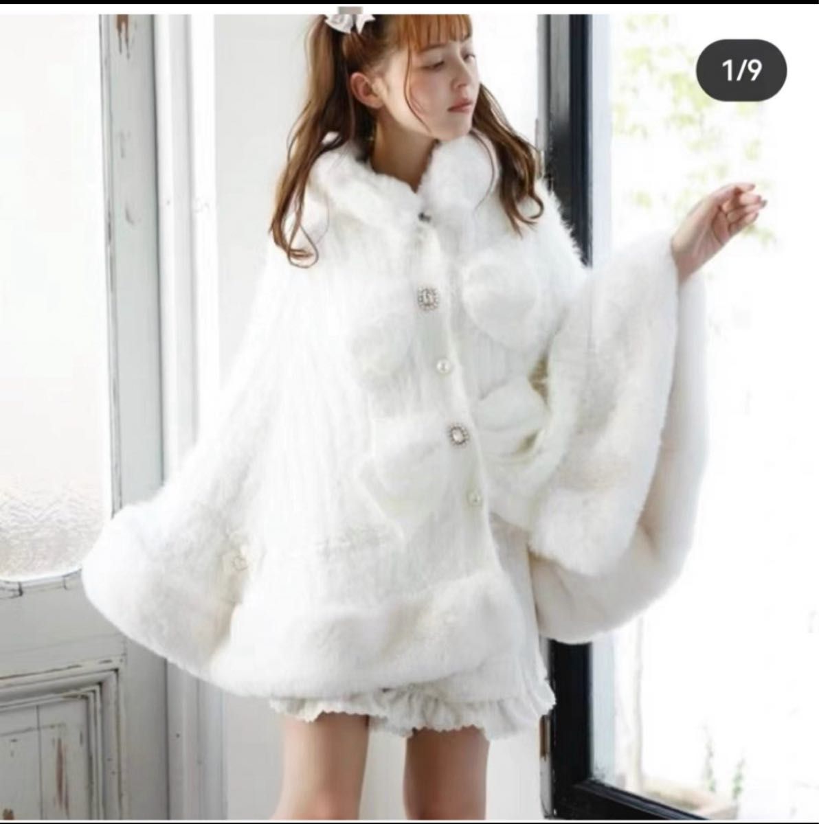 LIZLISA リズリサ ダブルリボンニットファーポンチョ ピンク｜Yahoo