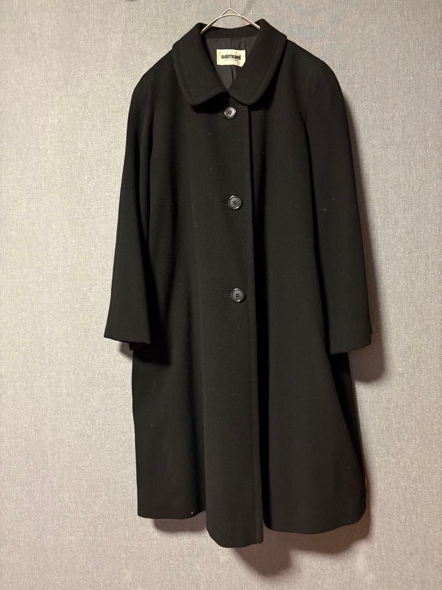 現行タグ】バーバリー BURBERRY カシミヤ混 ウールコート 黒 ブラック